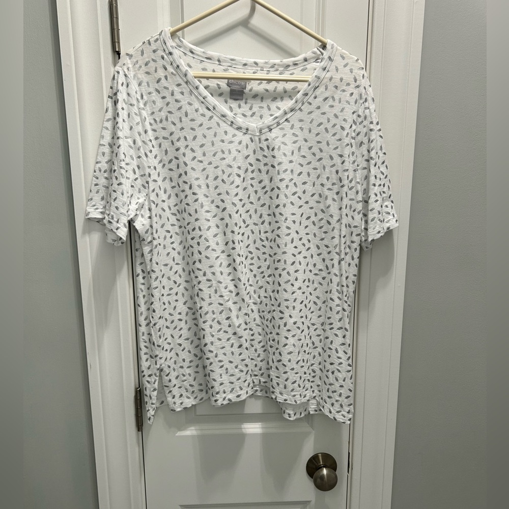 Chico’s white and silver t-shirt
